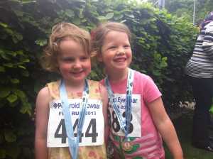 Here are Laurie and Lucia complete with medals after taking part in a childrens run at Loch Lomond.