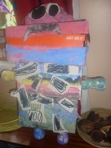 Here is the robot that we helped to make last week.