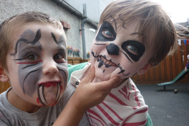 Today was Arthur's last day at nursery. He starts school next month, along with some of his friends. This was his request for his last day - having his face painted. We are soooo going to miss you Arthur.