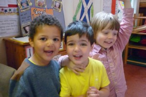 This was the moment of triumph when these 3 boys completed the task of sorting all the toothbrushes into groups. 